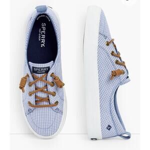 Sperry Top-Sider Women Size 8 Crest Vibe Mini Check Sneakers Blue White Canvas